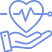 Icon showing a heart above the hand